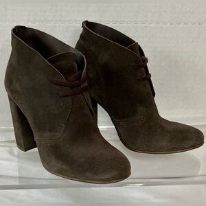 Pedro Garcia Brown Suede Block High Heel Bootie, Women’s 39, US 9
